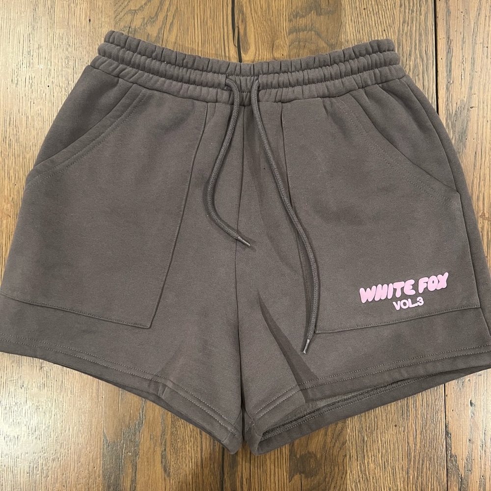 White Fox Boutique Brown Athletic Shorts with Elastic Waistband